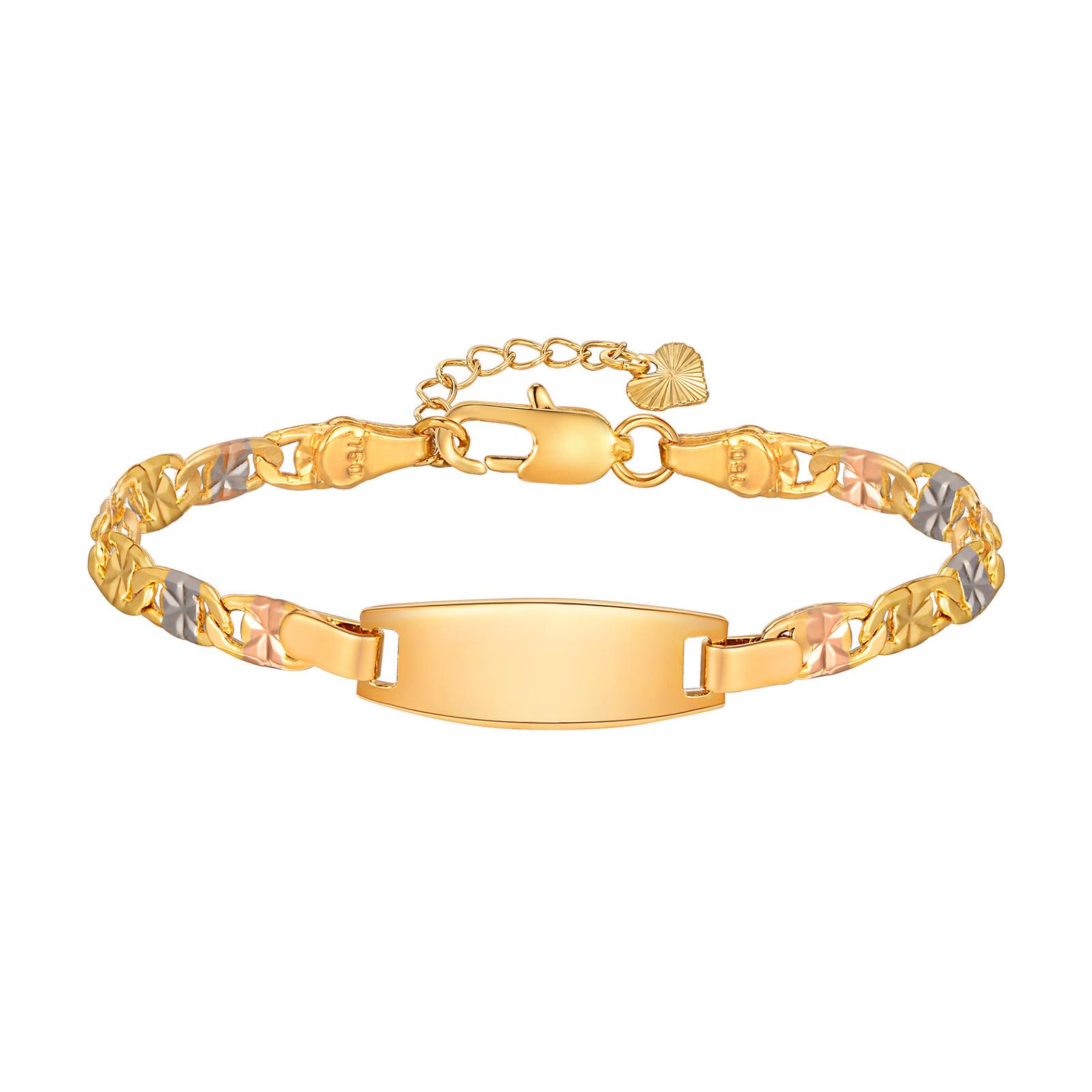 Vnox Free Custom Mom Daughter Son Name Bracelets, Personalized Name Date Text ID Plate Bar Bracelet for Women Girls Gift 16cm-19cm