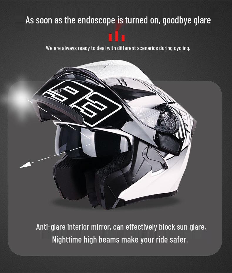 Jiekai Men's DOT Standard Flip-up Electric Motorcycle Helmet with Double Visor, All-Season Safety Gear