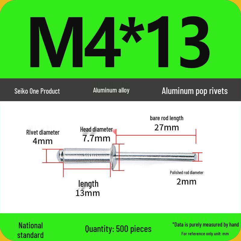 Aluminum Blind Rivets & Nuts - Black Round Head, Extended Shank, M4/M5/M6