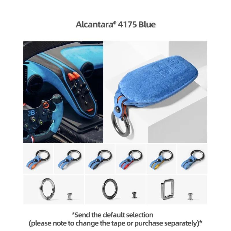 

Car Remote Key Case Cover for Ferrari F430 488 458 F12 Roma 812 F8 Auto Fob Made of Alcantara Keychain Keyring Protect Accessory 4175 Blue