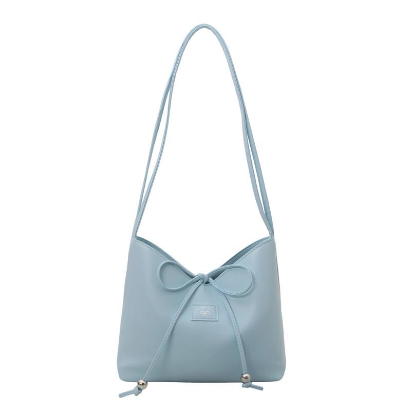 

Summer new niche texture bucket bag women s versatile fashion underarm shoulder bag bow bag синій