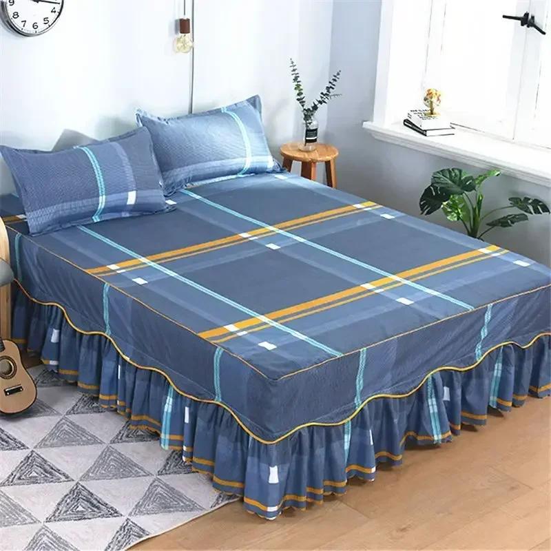 Bed Skirt Cotton Bedspread Set Embroidery Bed Dress Pillow Cases 3 Pieces/Set For King/Queen Double 1.5/1.8/2M Sheet Cover