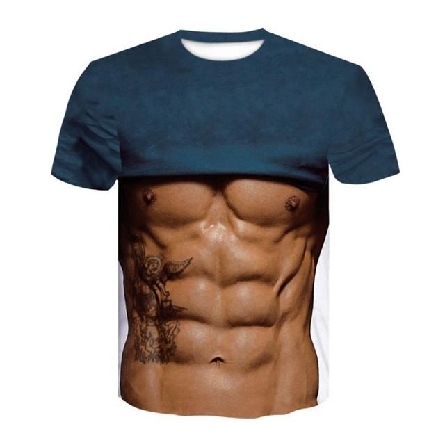 Sexy tričko s tetováním na svaly 3D trička se zvířecím potiskem Pánské letní tričko Hip Hop Homme Streetwear Funny trička