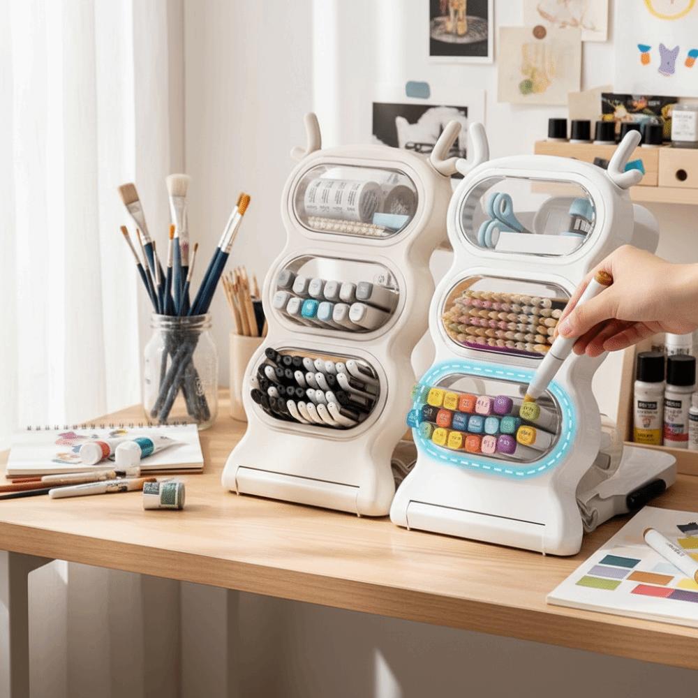 Large Capacity Desktop Storage Box Removable Pencil Container Organizer Rack  Office Desk