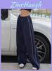 Streetwear Casual Pants With Elastic Waist For Women 2025 Summer Loose Fit Cotton Blend