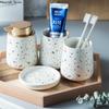 European Bathroom Decoration Set, Terrazzo Ceramic, Emulsion Bottle, Gargle Cup, Soap Dish, Art Supplies