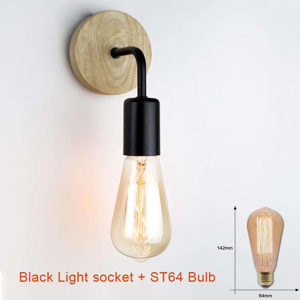

Retro Wood Wall Lamps E27 AC220V Industrial Wall Sconce Lamps For Bedside Bedroom Living Room Decor Indoor Lighting LED Fixture
