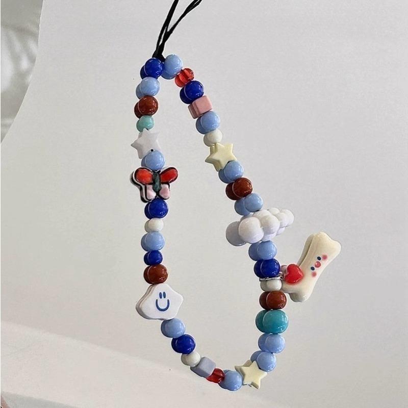 

Ins Fashion Handmade Beads Cute Cloud Bone Phone Wrist Strap Korean Style Anti Lost Lanyard for all Phone Case Camera Bag