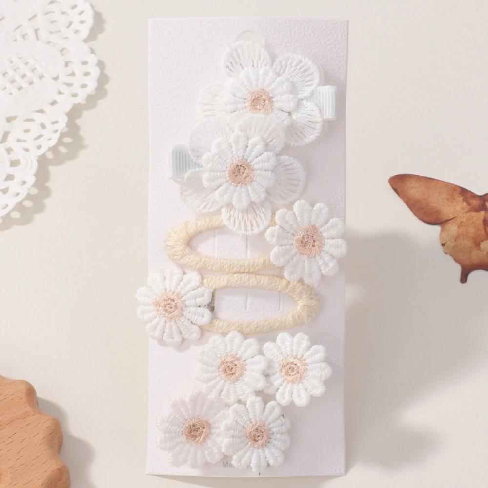 

6pcs/lot Ins Daisy Flower Hair Clips Baby Girl Hairpins for Kids Lace White Barette Princess Hooks Sweet Hair Accessories
