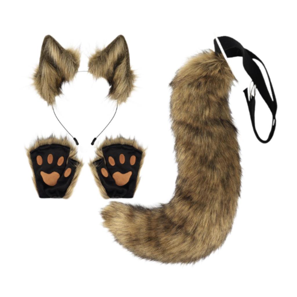Fox Ears and Tail Set Fox Ear and Long Tail for Holiday Stage Performance