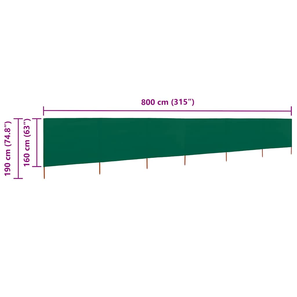 6 Piece Windscreen Mesh 800 x 160 cm Green