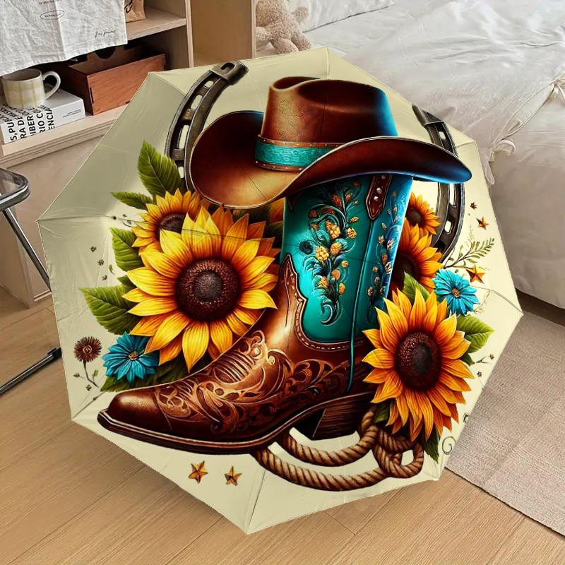 1 Stück Cowboy-Stiefel-Regenschirm - 8 Rippen verstärkt, tragbar, faltbar, Reise, geeignet für alle Jahreszeiten, tägliche Nutzung im Freien, ist eine ideale Wahl -F404