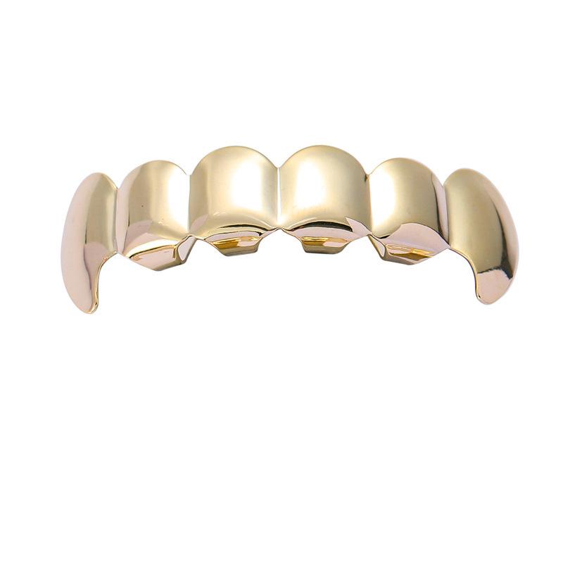 Gold Plated Shiny Canine Hip Hop Grillz Set - 6 Teeth Cool Jewelry