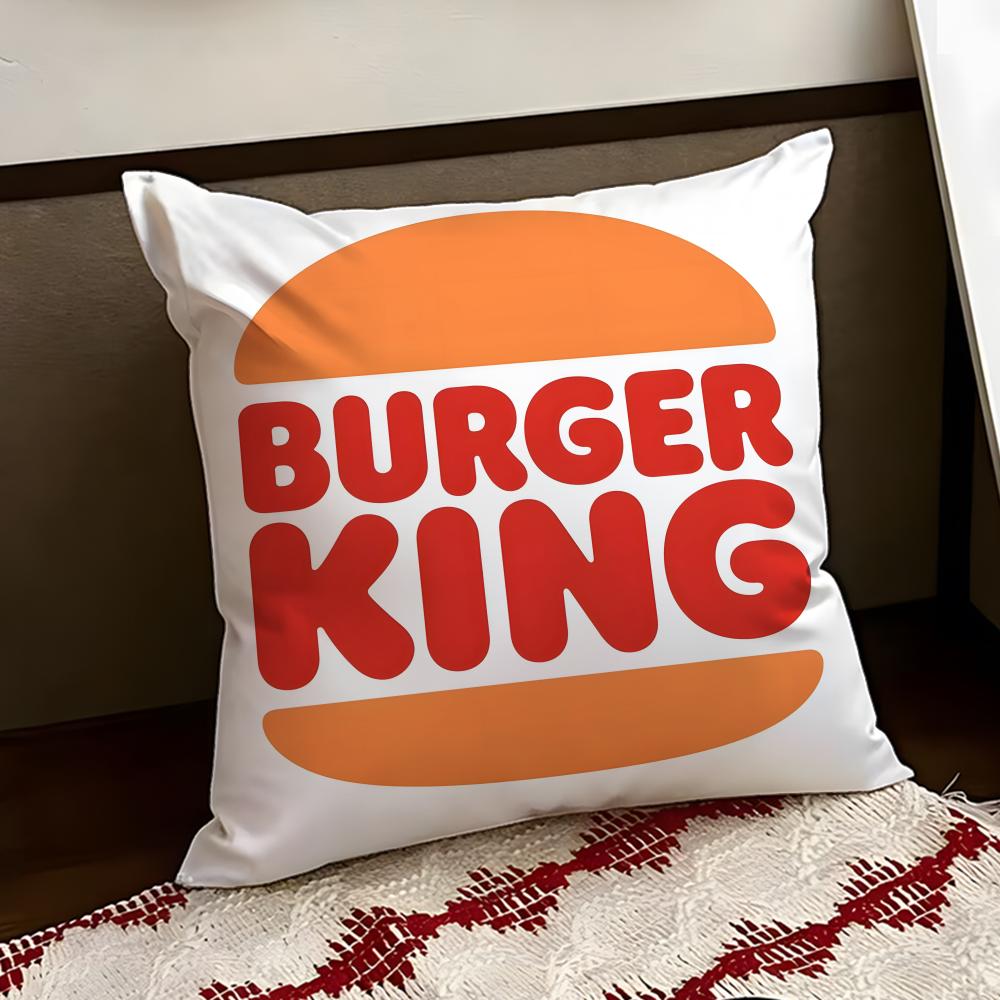 BBurger KKing Logo Cushion Cover Reversible Soft Durable Pillow Cover Home Car MultiScene Use for Daily Comfort