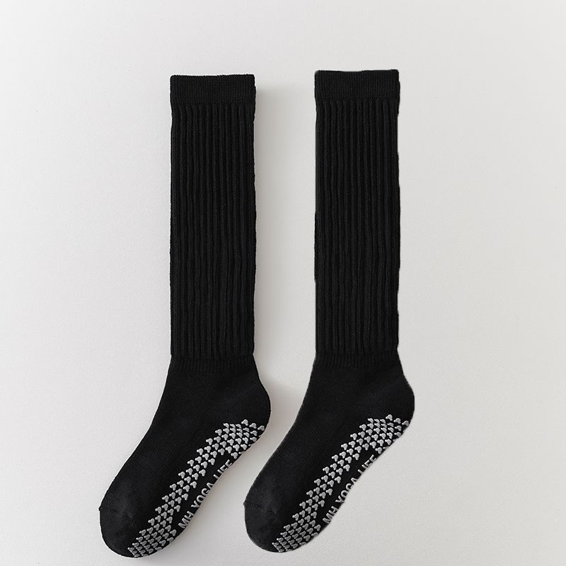 

New Arrival Yoga Socks Non Slip Professional Female Fall and Winter Heattech Leg Knee Socks Dance Pilates Socks Indoor Rope Jump Long Socks Black