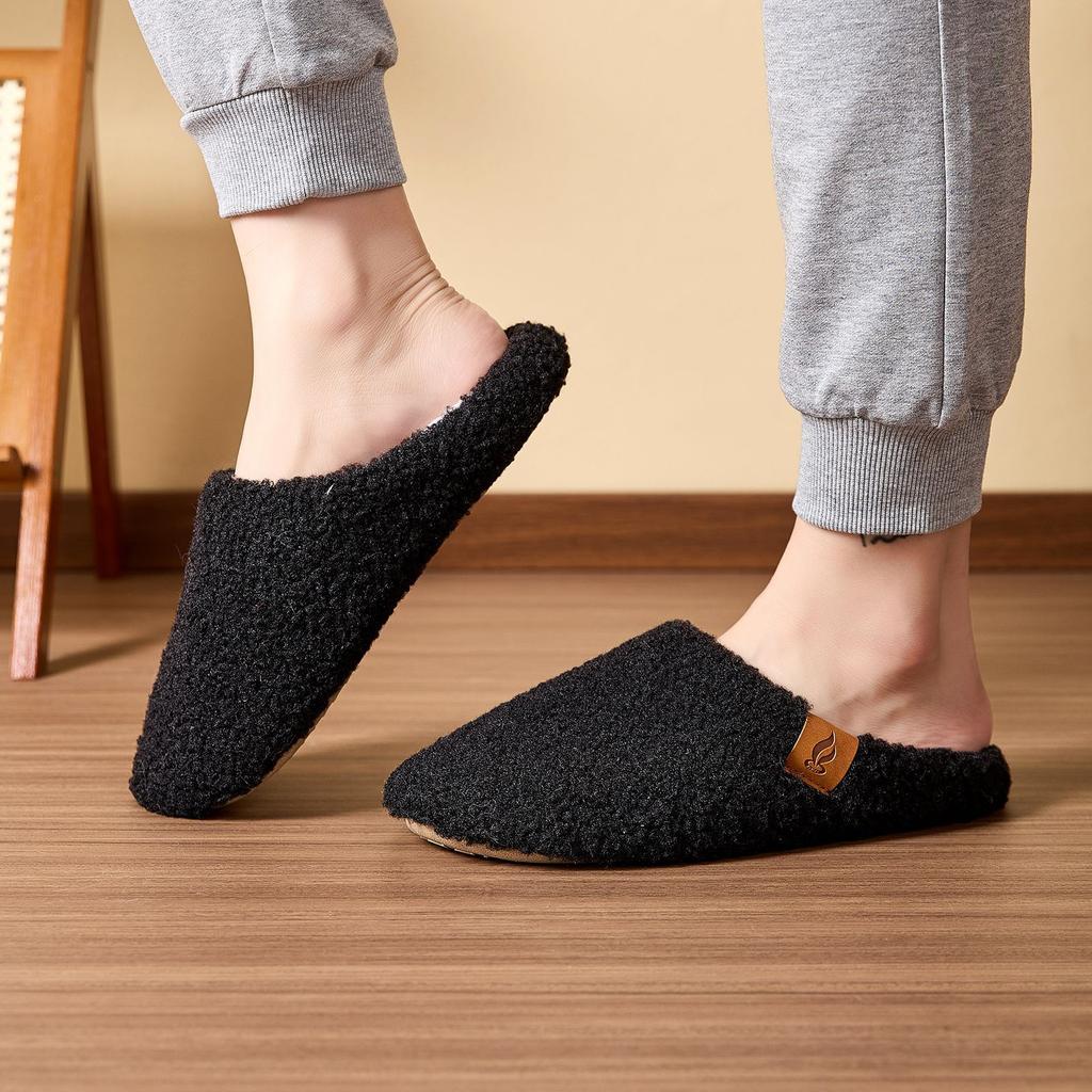 Anti Slip Fuzzy Slippers for Home Use, Indoor Soft Soled, Autumn and Winter Warm and Plush Cotton Slippers