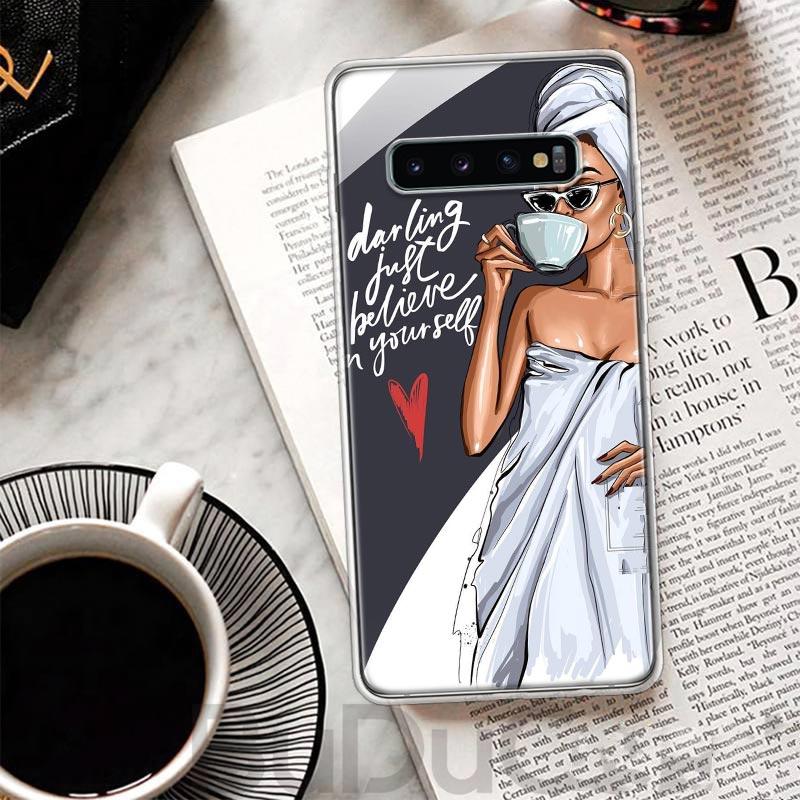 Princess Female Boss Coffee Cover For Samsung Galaxy M12 M21 M30S M31 M32 Phone Case M51 M52 Note 20 Ultra 10 Plus 9 8 J4 J6 + J