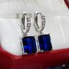 Royal Blue Zircon Oval Earrings Fashionable High-End Design Accessories for Banquets Personalized Simple Zircon