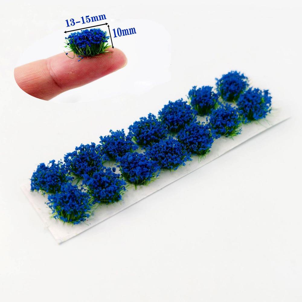 14pcs/set Plastic Simulated Flower Clusters Multicolors Durable Static Scenery Model синий