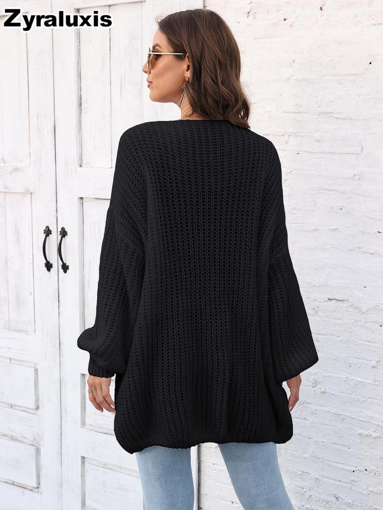 Gilet Cardigan Grosse Maille pour Femme, Nouveautés Automne Style Décontracté Lâche