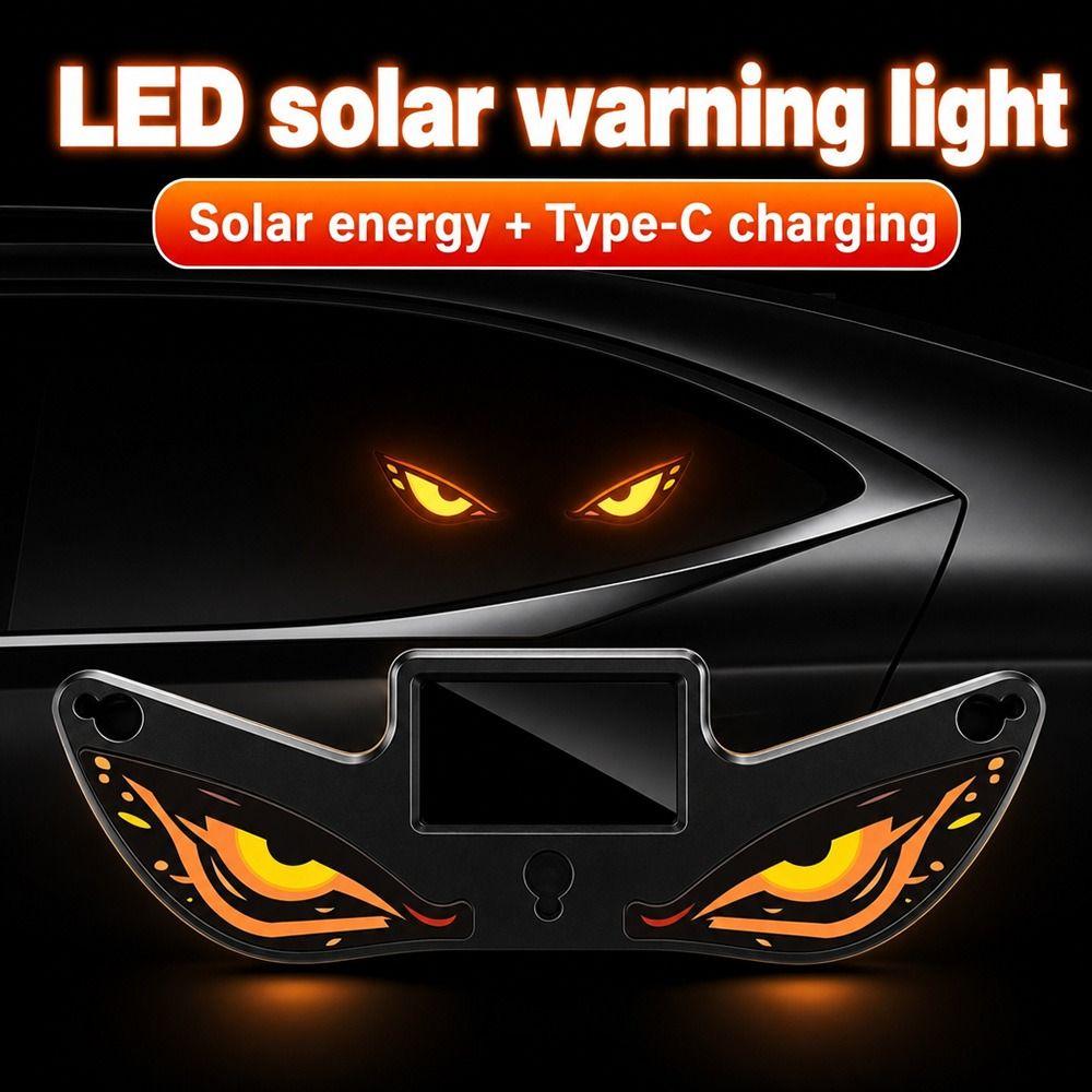 Wireless Solar LED Car Light Suction Cup Devil Eyes Car Light New Car Warning Light