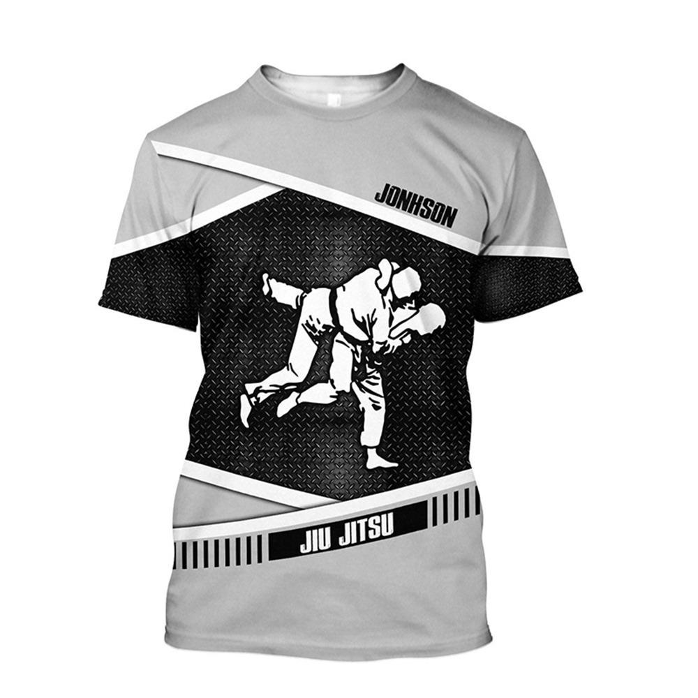 Men's Karate 3D Sports T-shirt, Outdoor Fitness Sportswear, Casual Oversized Round Neck T-shirt, Men's Short Sleeved Wrestling T
