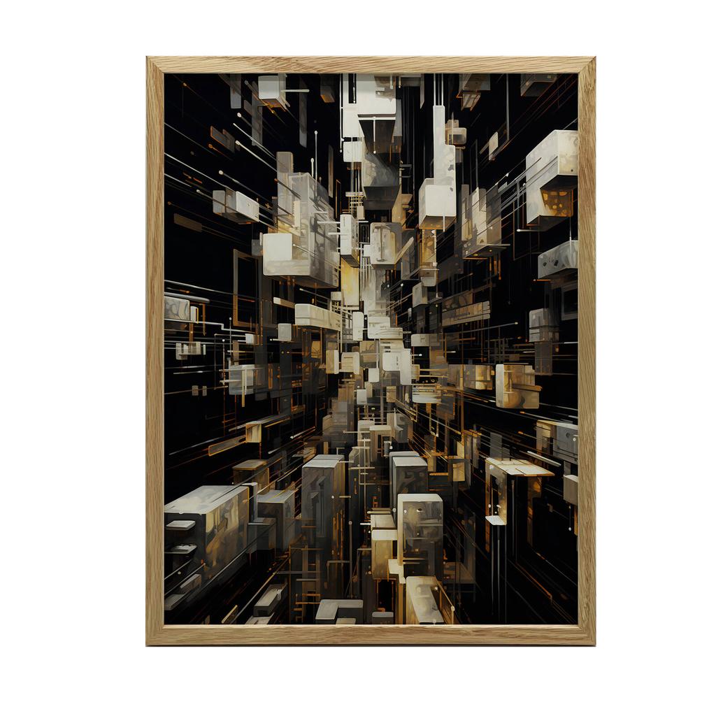 Złoty Labirynt Złoty Labirynt, 50X70 Cm, Rama Drewniana Ciemny Brąz, Papier Matowy 230 Gsm
