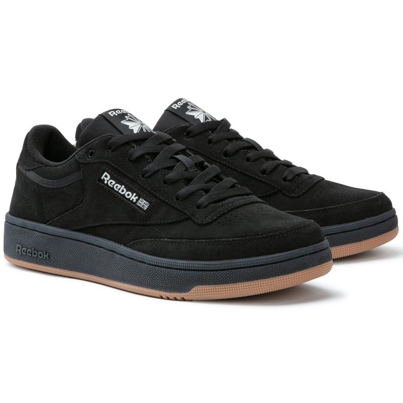 Reebok CLUB C 85 W+ Abrasion Resistant Height Increasing Low top Skateboard Shoes Unisex Black Warrior Sneakers 24FRC901U0GH0