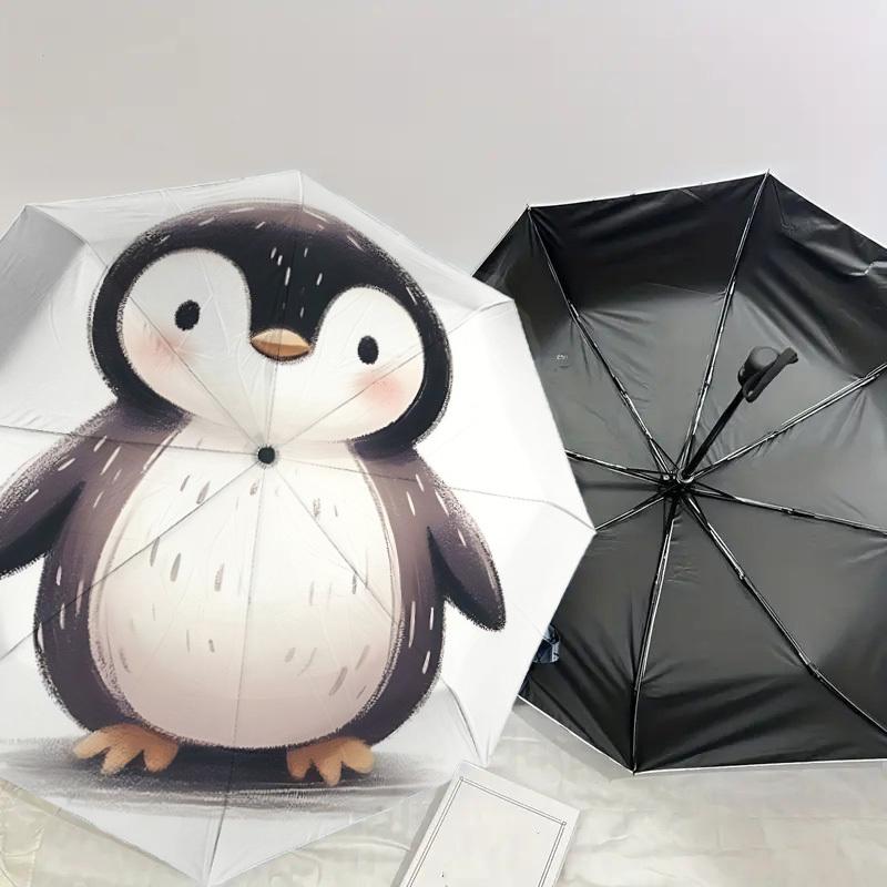 Entzückender Pinguin-Print-Regenschirm - Automatisches Öffnen & Schließen, Outdoor-Schutz, Reiseaccessoire, Leicht & Langlebig 145