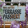 2D Flat, 1pc Vintage German Quote Wall Sign - Rustic Aluminium Board with "Was Auf Der Terrasse Passiert" Phrase, Wood Suitable for Home, Garden