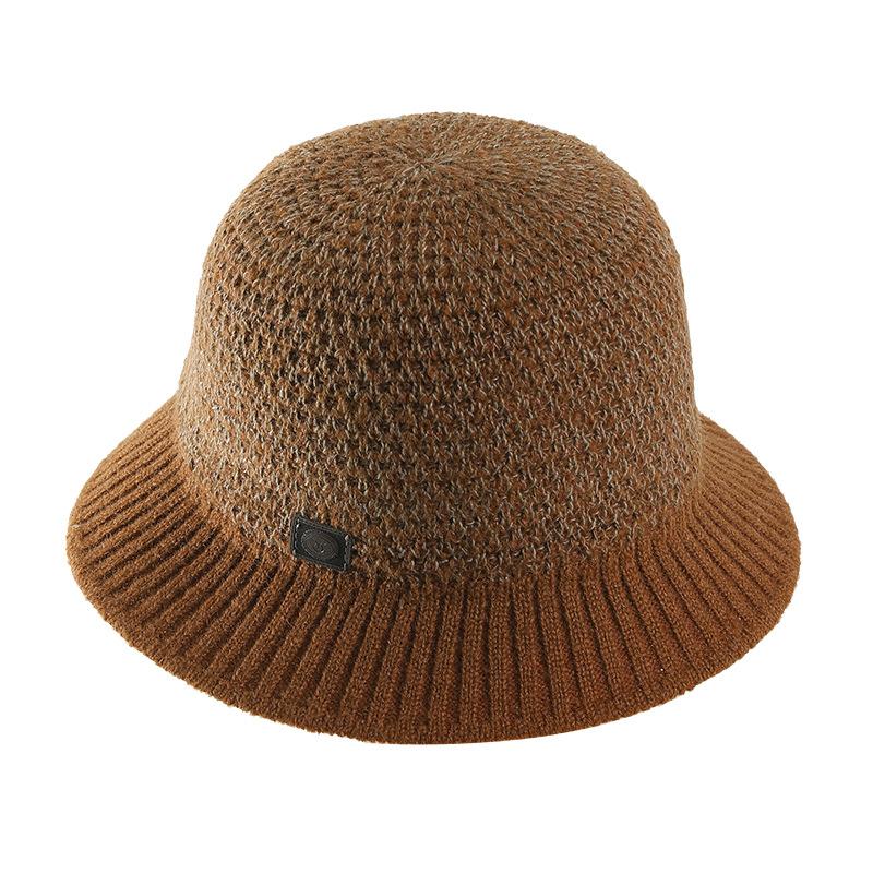 Hat Women's Autumn and Winter New Trendy Casual Versatile Knitted Wool Bucket Hat Medium and Old Small Edge Basin Hat Mother Hat