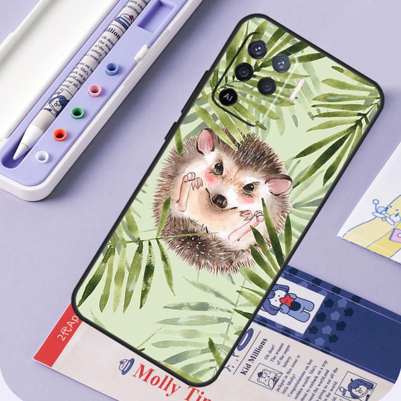 Kawaii Hedgehog Heart For Oppo A94 A74 A54 A15 A18 A38 A58 A78 A98 A40 A60 A80 A16 A76 A96 A57 A17 A77 A5 Pro Case