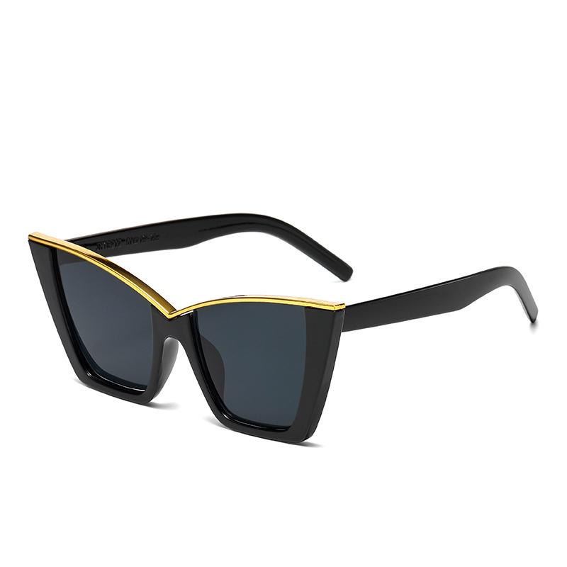 Large Frame Cat Eye Sunglasses Women Square Men Sunglasses Retro Semi Metal Glasses Fashion Ins Popular Oversized Goggles UV400