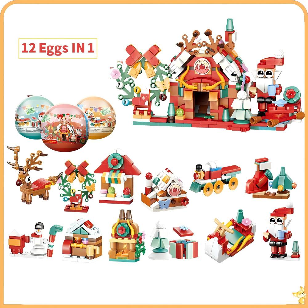 

Non-Toxic Moc Christmas Santa Claus Model Building Blocks Eggs Bricks Kids Toys Christmas Gift Advent Calendar Bricks Diy Kit Gift