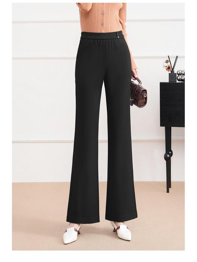 Women's Nylon Four-Way Stretch Flare Pants, Slim-Fit Elastic Waist, Autumn 2025.
