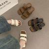 Fashion 2025 New Summer Women Square Toe Clip Toe Flip Flop Fashion Rivet Dress Slide Shoes Ladies Concise Outdoor Low Heel Slippers