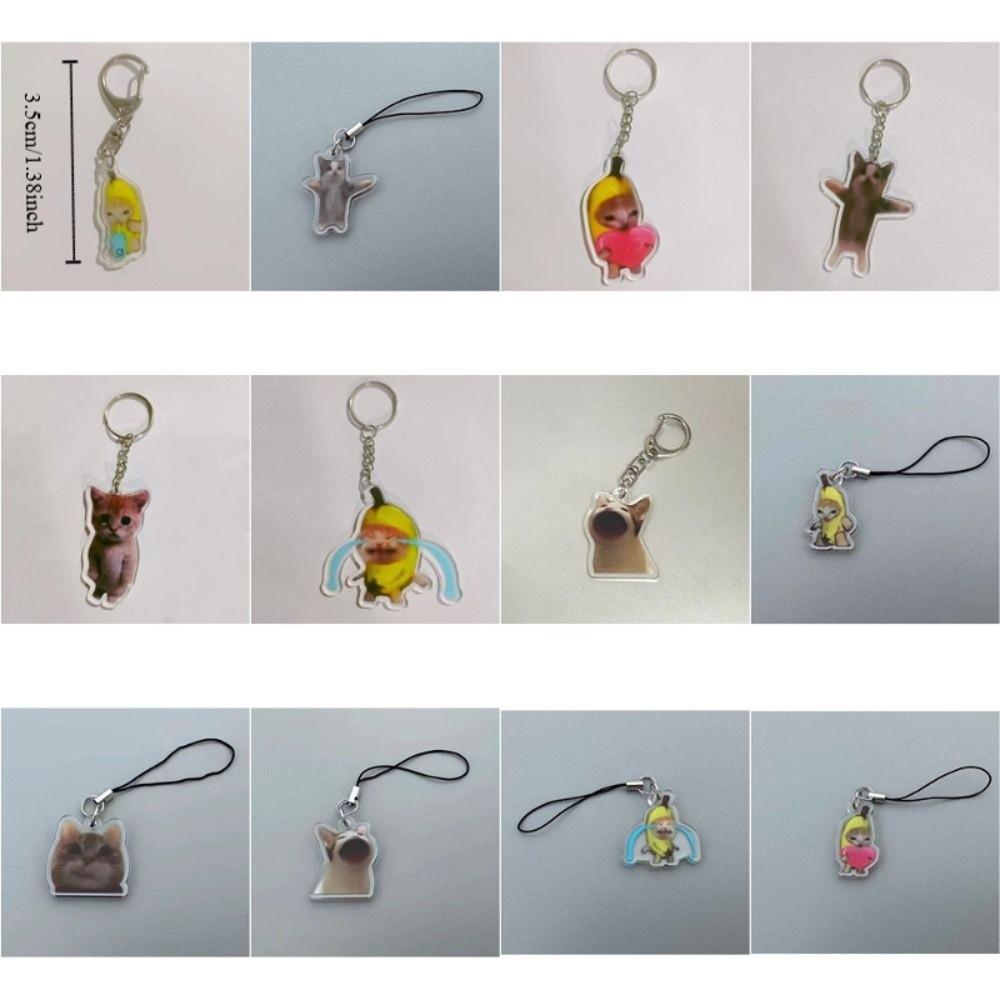 Banana Cat Gato Meme Cat Funny Pendant Backpack Charm Gato Meme Cat Keyring  Bag Pendant