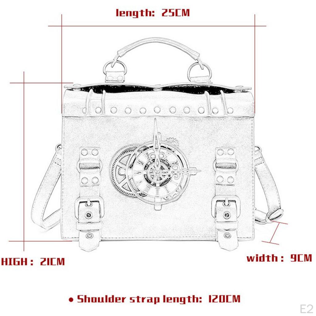 Женская кожаная сумка через плечо в стиле стимпанк через плечо в стиле рок-гот — фото 3
