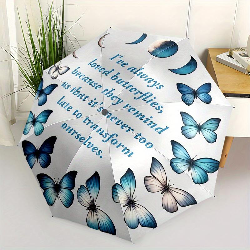 

butterflies transformation Automatic Folding Umbrella 8 Ribs, Durable Iron Frame, Bright Color Pattern Compact Travel Umbrella, Suitable fo