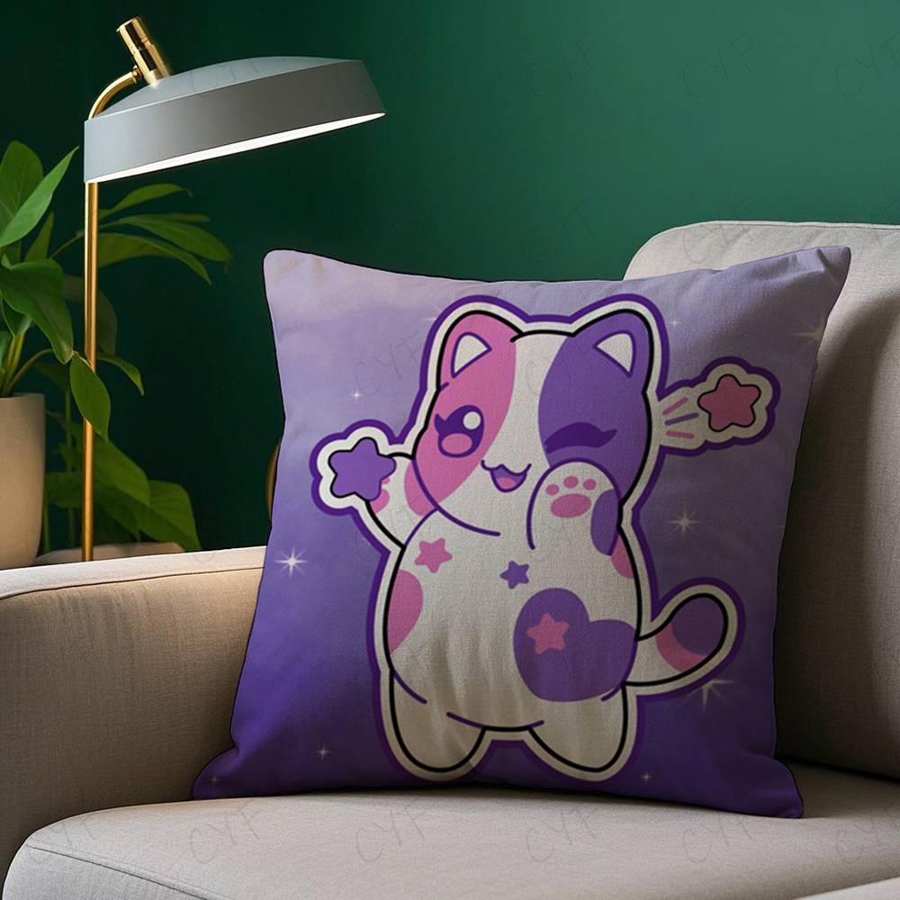 Aphmau Meow Anime Cats Pillow Case Safe Custom Photo Pillow, Anti-Fade Brushed Fleece Cushion, Maternal & Infant Safe.