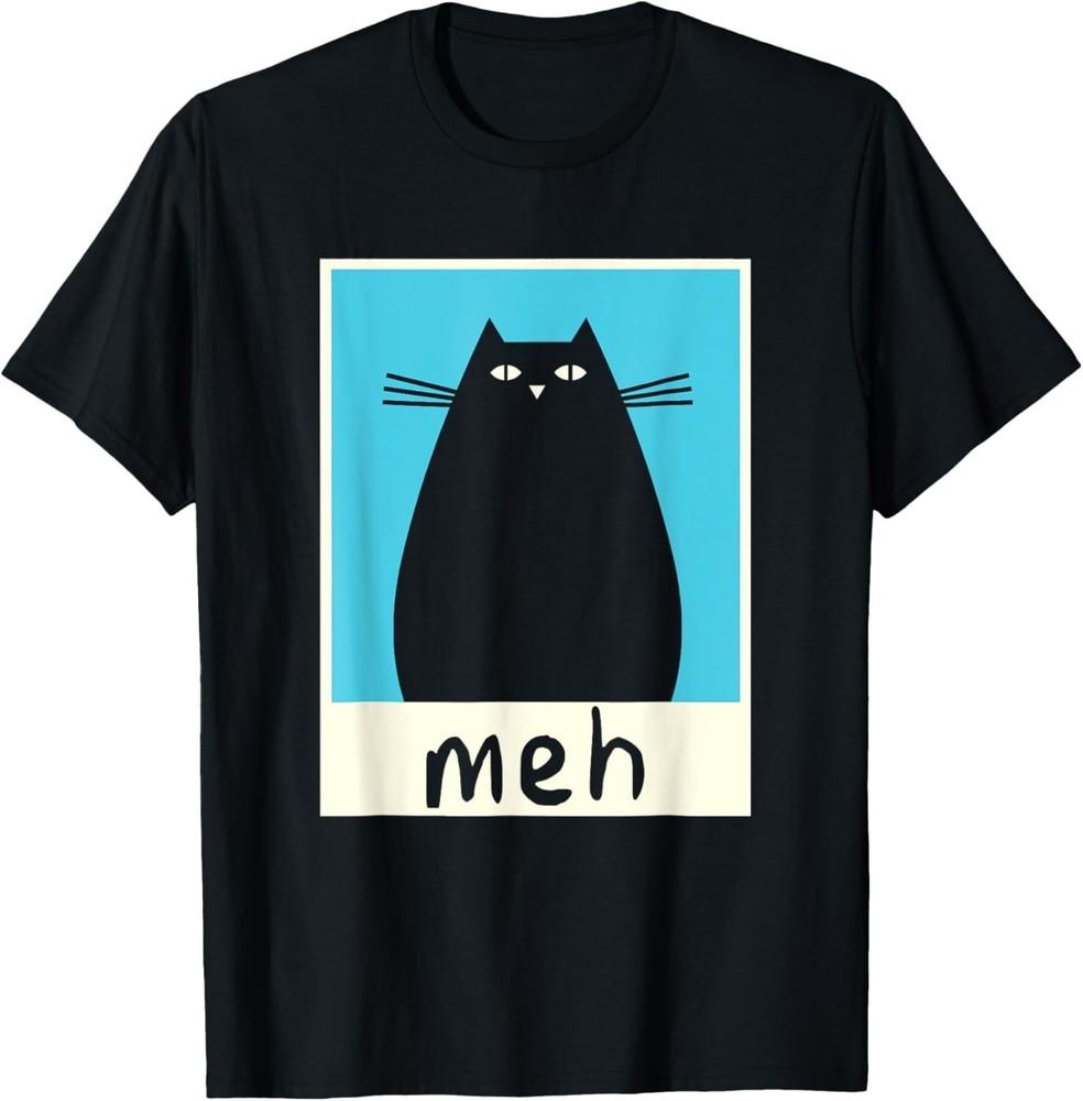 

Meh Cat Shirt Meow Kitty Cat Lover Japanese Cat Kawaii Anime Gift Unisex T-Shirt S
