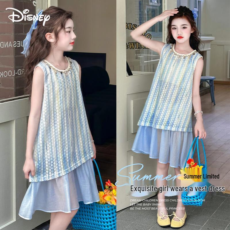 Disney Girls  Sleeveless Knit Faux Two-Piece Summer Dress 160