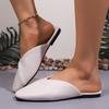 Fashion Plus Size Women's Shoes Autumn New Square Toe Shallow Mouth Splicing Soft Leather Soft Sole Wrapped Toe Anti-slip Slippers