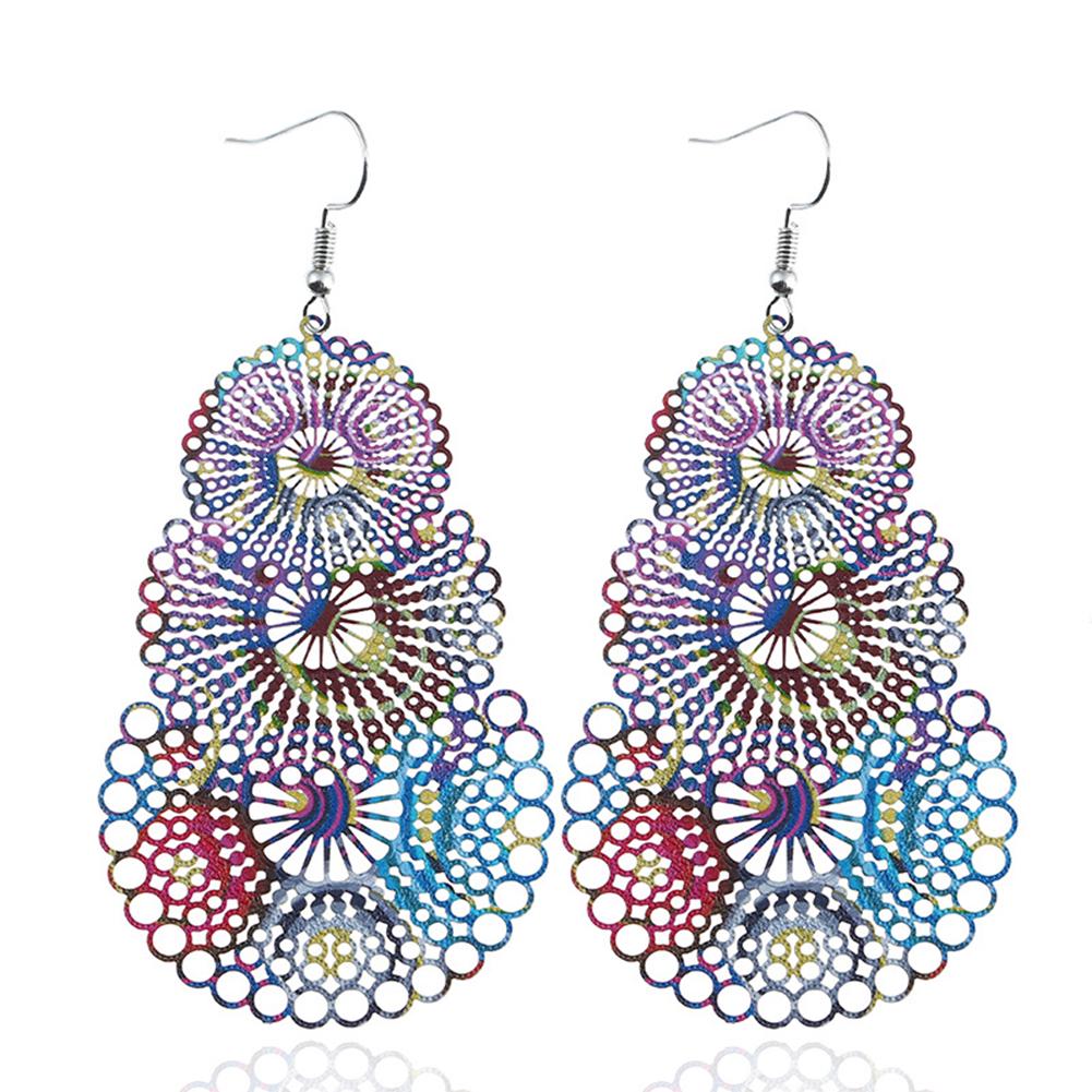 

Women Retro Bohemian Style Long Earrings Colorful Wafer Eardrop Ornament color #1