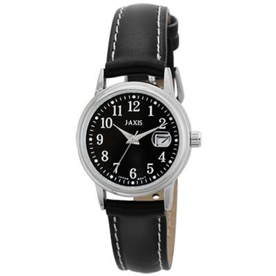 J-AXIS Unisexe NHL02-BK (Flamme solaire) Montre Ronde Analogique Noire