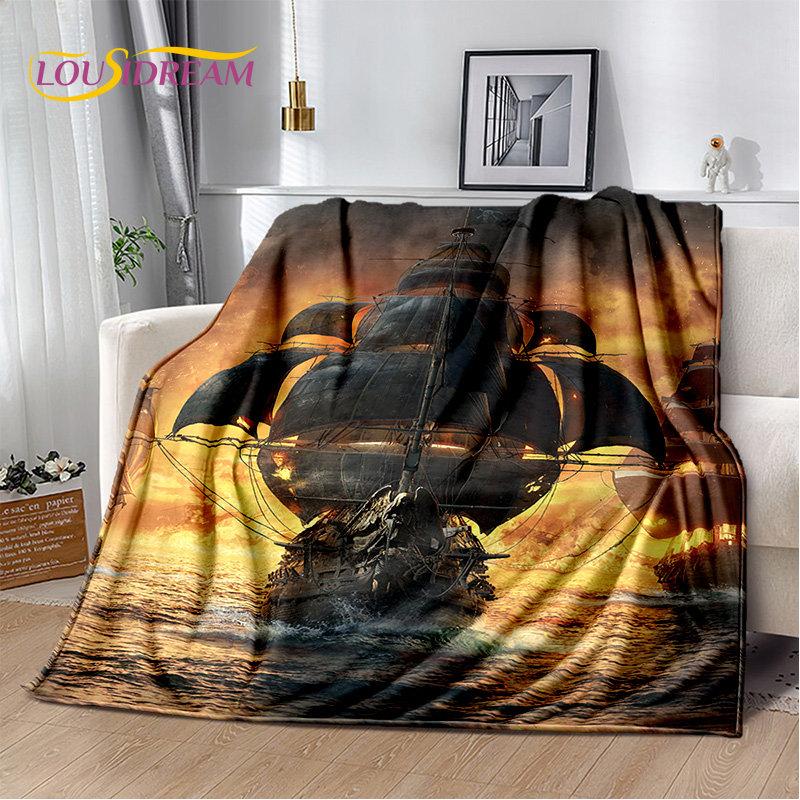 A Pirate Boat,Barque,Boat Ship Monster Soft Plush Blanket,Flannel Blanket Throw Blanket for Living Room Bedroom Bed Sofa Picnic