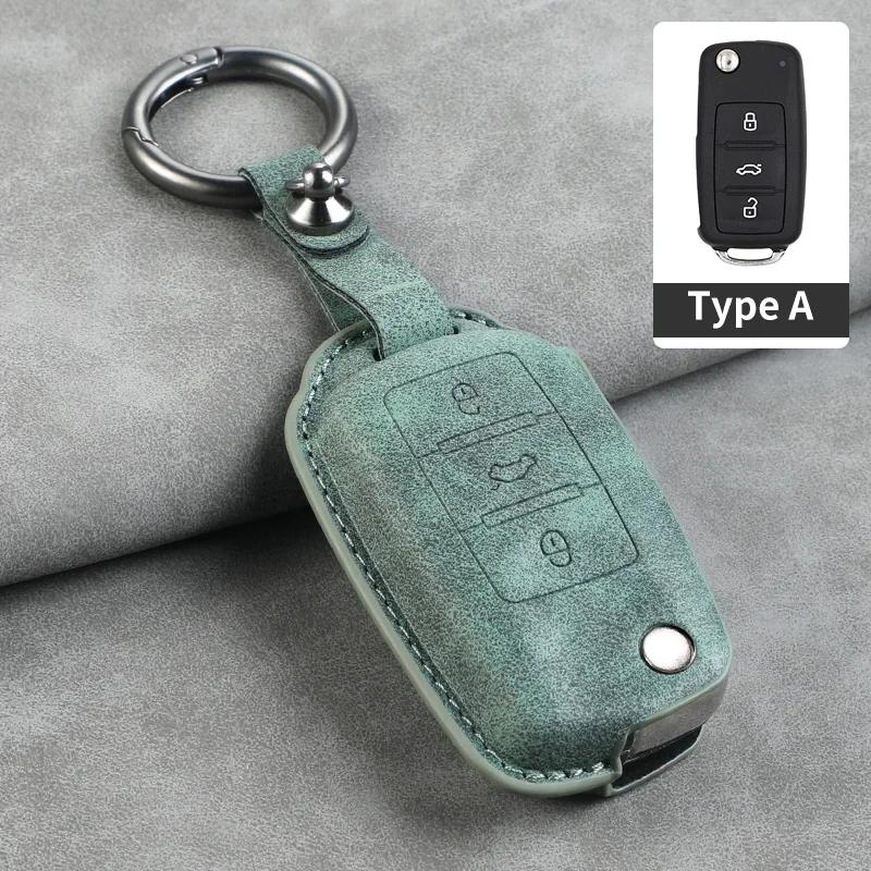 Car Key Cover For Volkswagen VW Polo Golf7 MK7 Tiguan Passat B5 B6 B7 Golf 4 5 6 MK6 Jetta Lavida Leather Car Key Case Cover