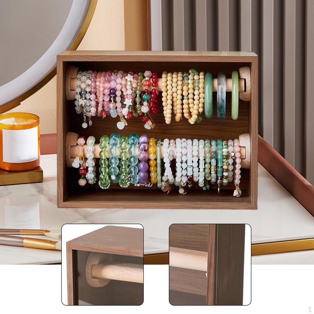 1 Piece Bracelet Display Stand Jewelry Organizer Storage Holder Two Tier Removable Bar Walnut Wood