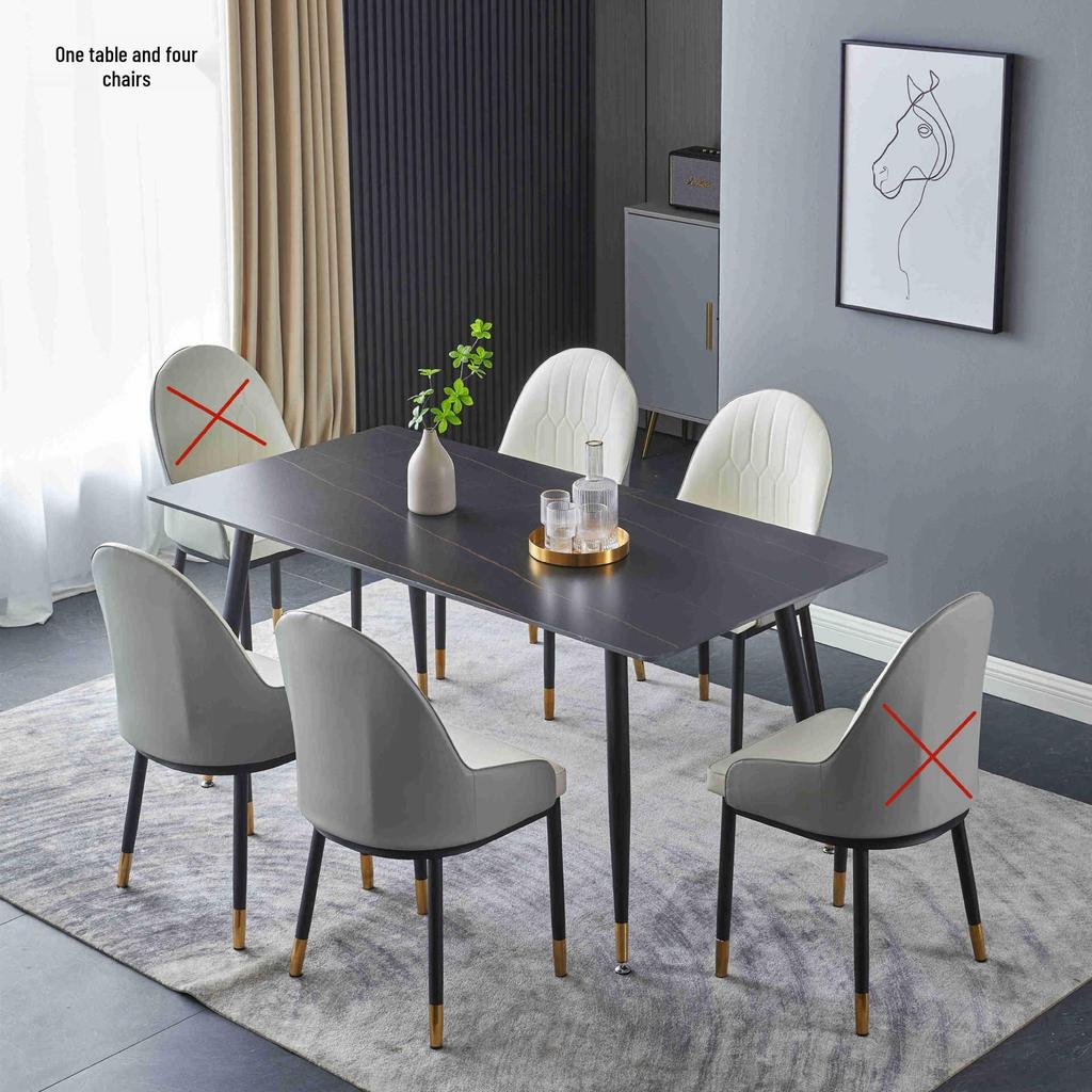 Modern Minimalist Italian Rock Slab Dining Table Set for Small Apartments