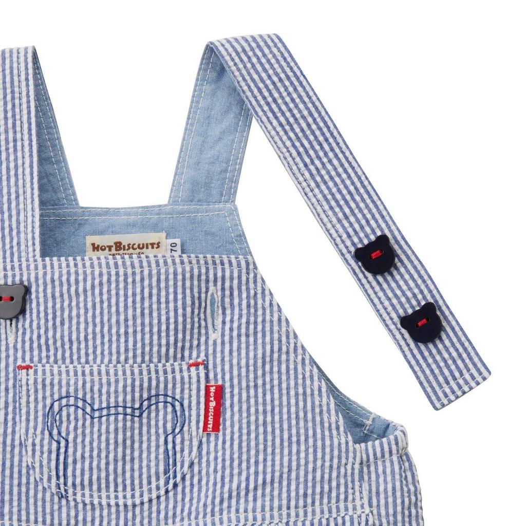 Miki House Hot Biscuits Baby Overalls, Boys and Girls, 70cm, Blue, 72-3301-822